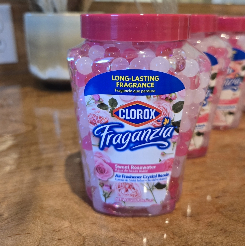 4pk Clorox Florganzia Sweet Rose Water Crystal Beads Air Freshener